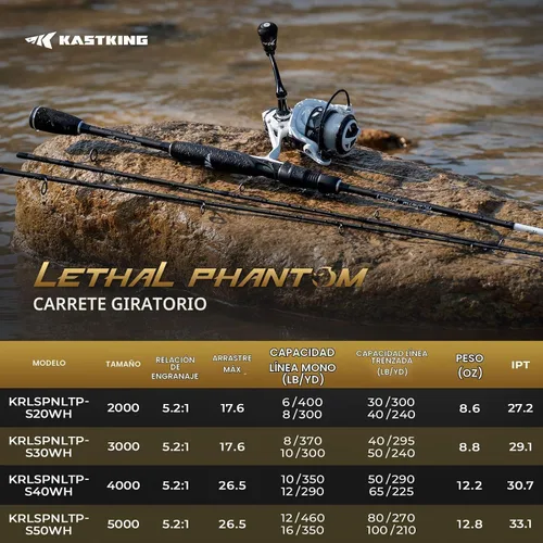 Vista 8 de KastKing Lethal Phantom Spinning Fishing Reels with Superpolymer Handle