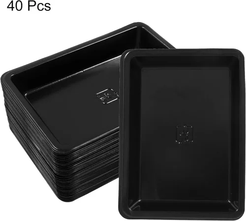 Vista 2 de Hitefu - Mini platos para salsa de soja, 40 unidades, rectangulares, color negro Platos de salsa de inmersión, para sushi, wasabi, postre
