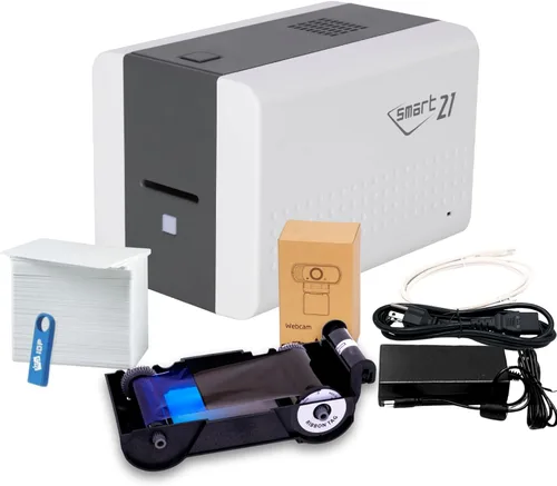Vista 10 de Kit de consumibles IDP GENUINE SMART-21 YMCKO con 1 cinta de tinta de color de 100 impresiones, 100 tarjetas de PVC Primus y rodillo de limpieza