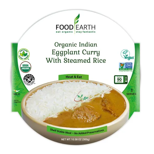 Vista 10 de Food Earth Paquete de cocina india listo para comer, curry de lentejas partidas, garbanzos al curry con arroz al vapor y verduras Biryani