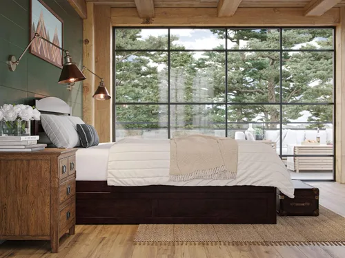 Vista 6 de AFI, Warren - Cama de plataforma matrimonial con cama nido individual, color espresso