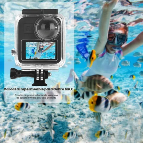 Vista 7 de Carcasa impermeable para GoPro Max, 45 M/148 pies, funda protectora de buceo con liberación rápida, accesorios para cámara de acción Go Pro Max