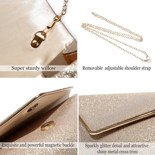 Vista 6 de Bolso de noche para mujer, bolso de fiesta brillante para mujer, bolso de fiesta de boda
