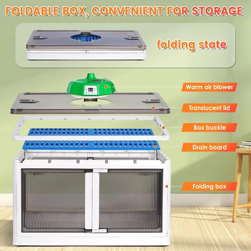 Vista 5 de Secador automático para gatos de 115 litros, caja secadora automática para gatos y perros pequeños, caja de secado de pelo plegable grande, secadora