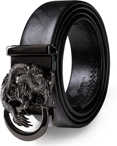 Vista 33 de Barry.Wang Cinturón de trinquete de cuero para hombre 1 3/8" hebilla A Oro Verde
