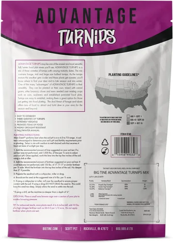 Vista 6 de Big Tine Mezcla de parcelas de alimentos, nabos Advantage, bolsa de 3 libras, anual otoño/invierno, extremadamente versátil, resistente a la sequía