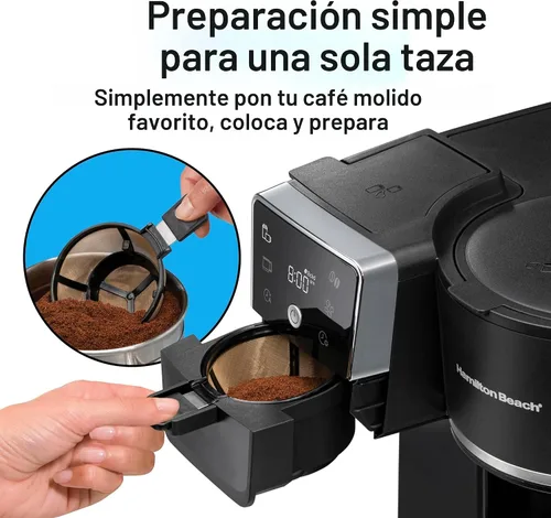 Vista 6 de Hamilton Beach - Cafetera de goteo de 2 vías y cafetera de una sola porción Hot & Iced Coffee Maker 12 Cup Glass Carafe AquaFlow Showerhead