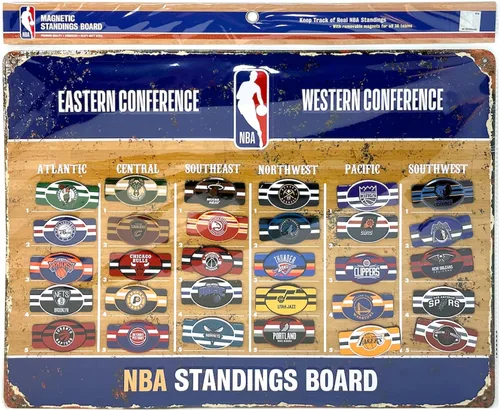 Vista 2 de Tablero magnético de clasificación de la NBA, incluye 30 imanes del equipo de la NBA