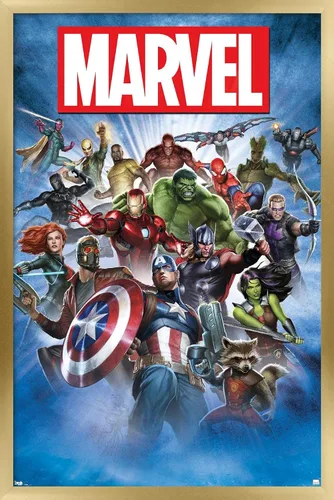 Vista 8 de Trends International Marvel Comics - Póster de pared de tiro grupal, 14.725 x 22.375 pulgadas, versión enmarcada de madera de granero
