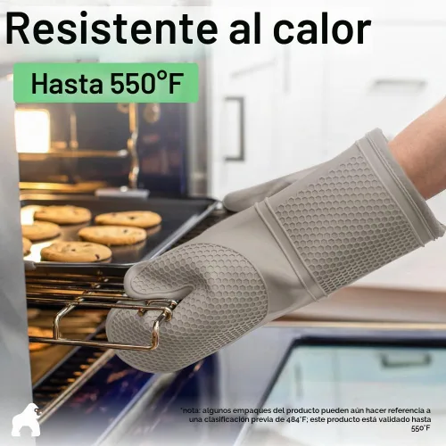 Vista 5 de GORILLA GRIP - Juego de guantes de horno de silicona suave sin BPA, guantes de cocina resistentes al calor e impermeables, forro de algodón grueso