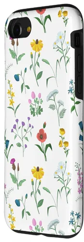 Vista 2 de Funda bohemia para iPhone SE (2020) / 7 / 8 con flores silvestres y flores silvestres