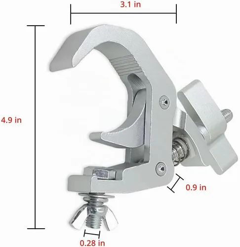 Vista 3 de Paquete de 4 ganchos de abrazadera de iluminación de escenario resistentes, abrazaderas de aluminio Premium Pro Truss para uso en trusses de 1.57 a