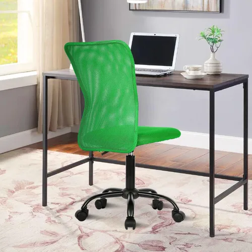 Vista 7 de Sillas ergonómicas, bonita silla de escritorio de oficina ajustable sin brazos con respaldo de malla y suave y gruesa silla verde para oficina