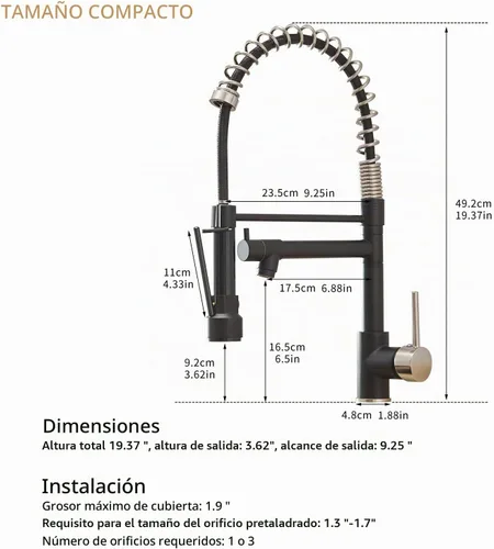 Vista 6 de AIMADI Kitchen Sink Faucet with Pull Down Sprayer,Matte Black Grifo de cocina de acero inoxidable sin plomo, con un solo mango, para cocina, bar