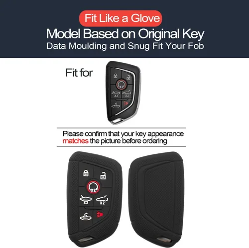 Vista 2 de 2 piezas compatibles con Chevrolet Corvette Key Fob Cover Case Key Chain Protector Keyless Entry Remote Smart 7 Botones Holder