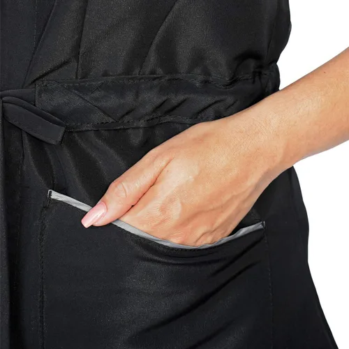 Vista 4 de Betty Dain Chaleco Chelsea, mezcla de poliésternailon, diseño contorneado con ribete de contraste y cintura con cordón, bolsillos delanteros