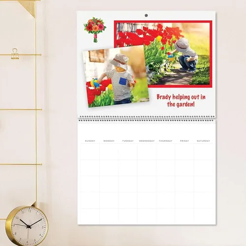 Vista 5 de Reskid Calendario de pared en blanco para álbum de recortes, paquete de 2, cartulina de 80 libras, sin fecha, 12 x 9 pulgadas, cerrado