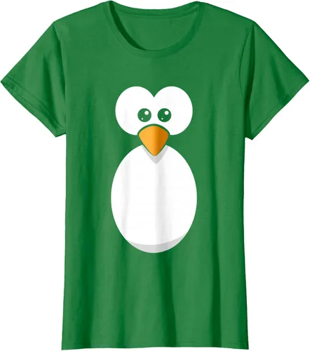 Vista 31 de Camiseta divertida con diseño de cara de pingüino o disfraz fácil, color negro, talla S