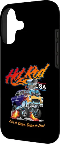 Vista 2 de Hotrod USA Design Classic Retro Muscle Car Dragster Cartoon Case for iPhone 17