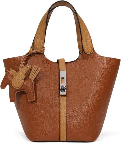 Vista 25 de Bolso de mano para mujer, de piel vegana, bolso de mano con asa superior, bolso de hombro con bolso pequeño desmontable