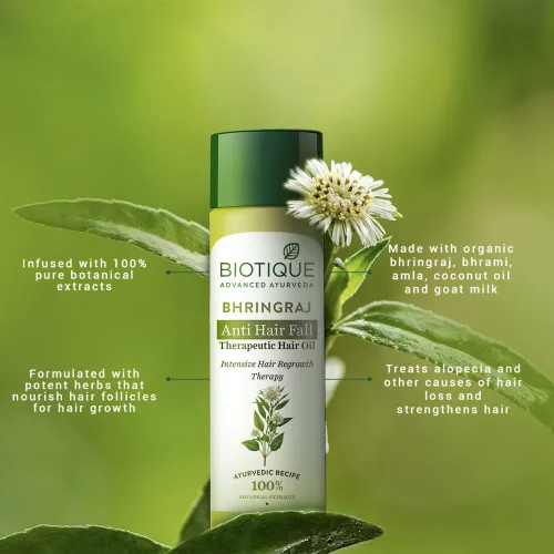 Vista 3 de Biotique Botanicals Bhringraj Aceite terapéutico para el crecimiento del cabello, 4,06 onzas líquidas