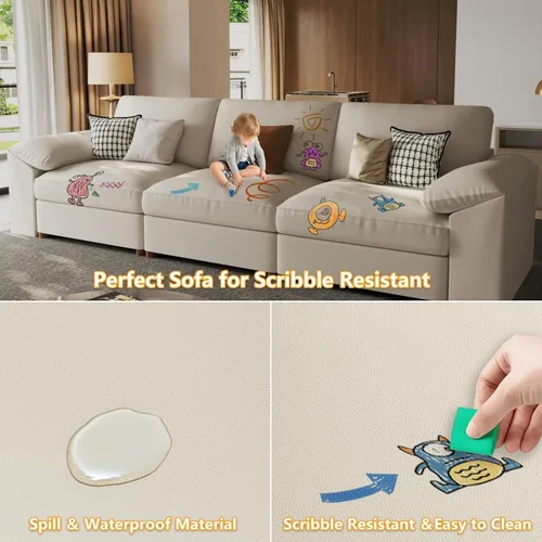 Vista 4 de EASE MOOSE Sofá modular seccional, sofá en forma de U para sala de estar Beige