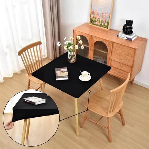 Vista 29 de Mantel ajustado blanco con elástico para mesas plegables de 48x48 pulgadas, manteles lavables y elásticos de elastano para mesas de cartas, manteles
