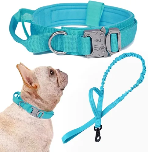 Vista 43 de Collar táctico para perro, ajustable, militar, de nailon, con asa de control y hebilla de metal resistente para perros medianos y grandes (negro, S)