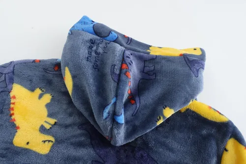 Vista 6 de Bata de baño con capucha para niños, bata de franela con capucha para niños, suave bata de dormir