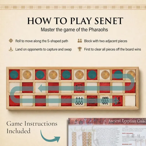 Vista 7 de WE Games Senet - Juego de mesa egipcio hecho a mano de madera maciza para educación histórica, apreciación cultural y estrategia, juego antiguo