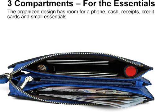 Vista 3 de Befen - Bolso clutch de mano de cuero con correa para teléfono celular, organizador de tarjetas