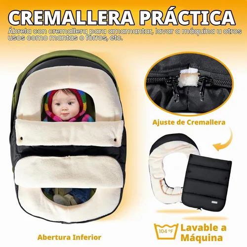 Vista 4 de Fundas de asiento de coche Orzbow para bebés invierno, funda universal para asiento de coche de bebé con cuello ajustable, cubierta impermeable