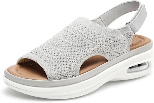 Vista 8 de mysoft Sandalias cómodas para caminar con amortiguación de aire para mujer, zapatos de plataforma de punto transpirable