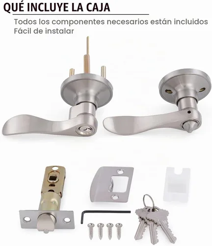 Vista 6 de Manijas de puerta interior con llave, diferencia de entrada, para puerta delantera/dormitorio, para puerta abierta a la izquierda y derecha