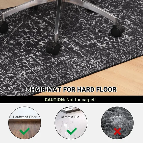 Vista 3 de Tapete para Silla para Pisos Duros, QQpony 48"x36" Tapete para Silla de Oficina para Superficie Dura, Alfombra de Área para Sala de Estar, Tapete