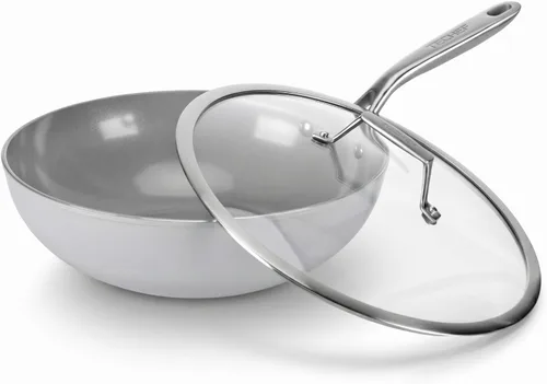 Vista 7 de TECHEF - CeraTerra, sartén de cerámica antiadherente multiusos de 5 cuartos / 12 pulgadas con tapa, exterior e interior de cerámica libre de PTFE