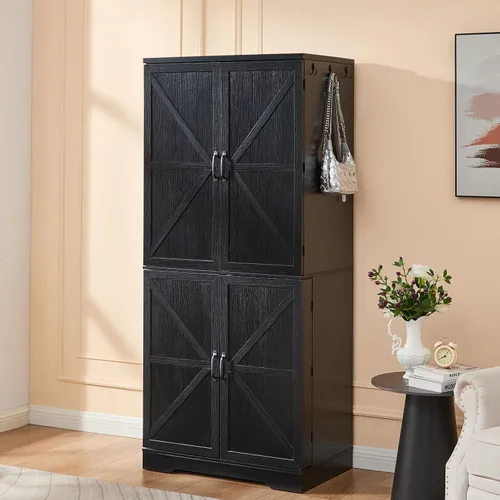 Vista 7 de LIDYUK Armario Armoire - Armario de almacenamiento de 72 pulgadas de alto con barra para colgar, estantes y cajón, armario independiente con puerta