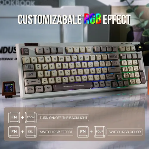Vista 6 de EPOMAKER RT100 - Junta de 97 teclas BT5.02.4GUSB-C Teclado mecánico para juegos con pantalla de visualización personalizable, perilla, enchufe