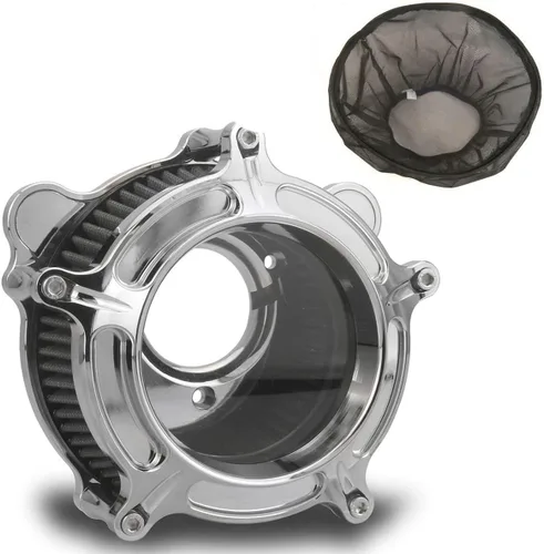 Vista 2 de Filtro de admisión de filtro de aire de claridad cromada apto para Harley Touring Street Road Electra Glide King 2008-2016 Softail 2016-2017