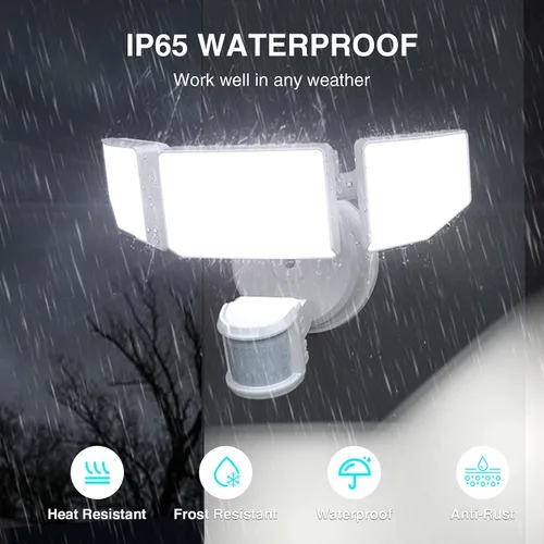 Vista 9 de Abovizo Luces de seguridad LED de 85 W con sensor de movimiento para exteriores, 8500 lm de atardecer al amanecer, IP65 impermeable, 6500 K, luz