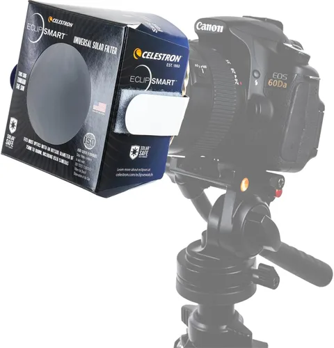Vista 2 de Celestron – Filtro seguro para eclipse solar EclipSmart para telescopio y cámara – Cumple con los estándares ISO 12312-2:2015(E) – Funciona con su