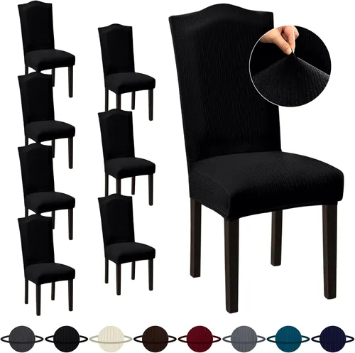 Vista 77 de Sufdari Juego de 4 fundas para sillas de comedor, color beige, antideslizantes, de elastano, elásticas, para comedor, hotel (Grande)