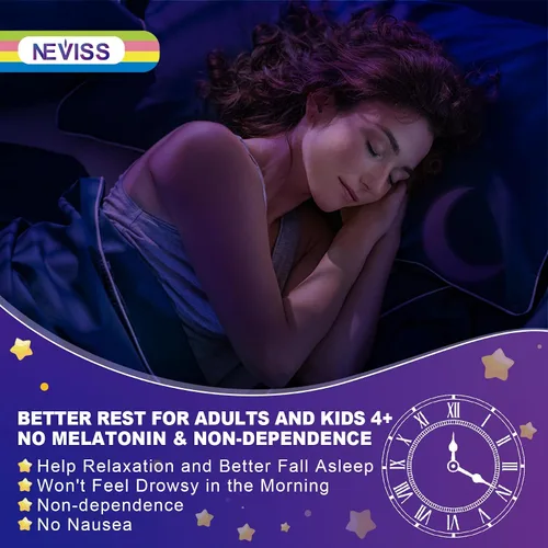 Vista 4 de Neviss Glicinato de magnesio + gomitas rellenas de calcio para adultos y niños mayores de 4 años, gomitas para dormir sin melatonina, suplemento