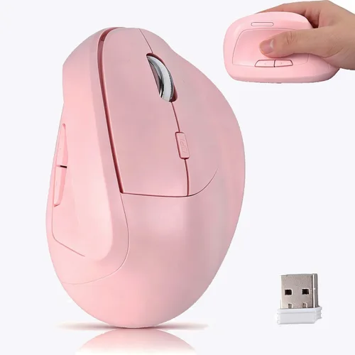 Vista 10 de Ratón inalámbrico Bluetooth, ergonómico, vertical, recargable, silencioso, portátil, inalámbrico, modo dual, de alta precisión, con receptor USB