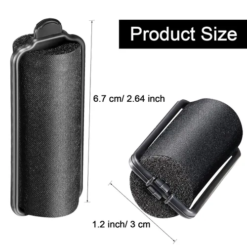 Vista 2 de Syhood 18 rodillos de satén para cabello negro, rodillos de esponja de espuma, rizadores de pelo envueltos en satén negro para peinado de peluquería