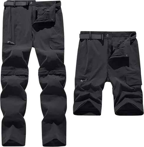 Vista 3 de Pantalones de senderismo convertibles para hombre, ligeros, con cremallera, transpirables, pantalones cargo casuales para exteriores, pesca, safari