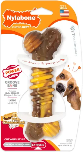 Vista 11 de Nylabone Power Chew Dental Groove - Juguete masticable para perro, sabor Marrón