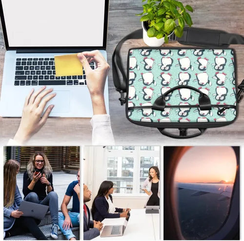 Vista 6 de Cute Penguin Laptop bag - with padded shoulder straps,suitable for 13-15 inch laptops,men's and women's multi compartment laptop cases,suitable for