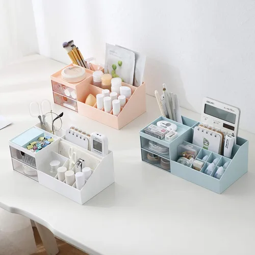 Vista 7 de Organizador de maquillaje de tocador Marknor, organizador/caja de almacenamiento de cosméticos, almacenamiento de escritorio mini para suministros