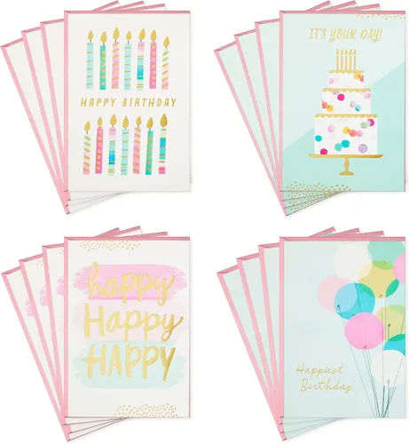 Vista 8 de Hallmark Surtido de tarjetas de cumpleaños, 16 tarjetas con sobres (bicicleta, cactus, bulldog francés, helado)